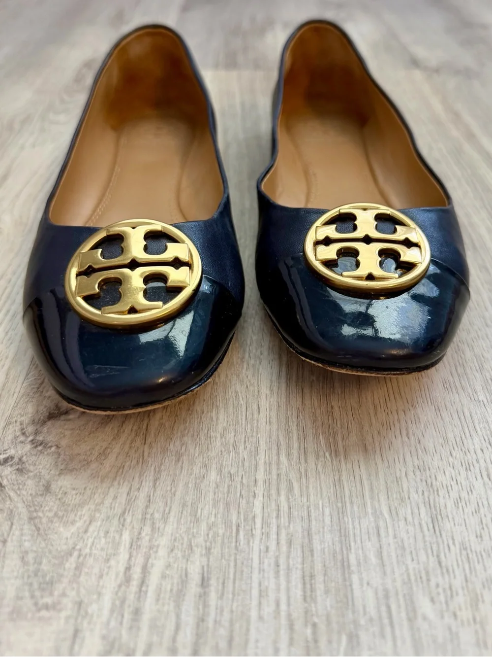 Tory Burch - Women's Navy Blue Benton Patent & Leather - Ballet Flats w/ Dustbag